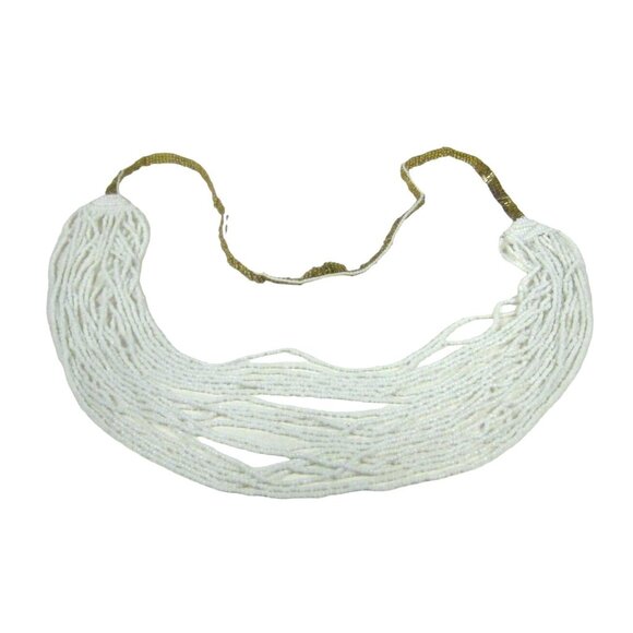 Vintage Multi Strand Goldtone Glass Seed Bead Necklace 35in Festival Party - Picture 9 of 9